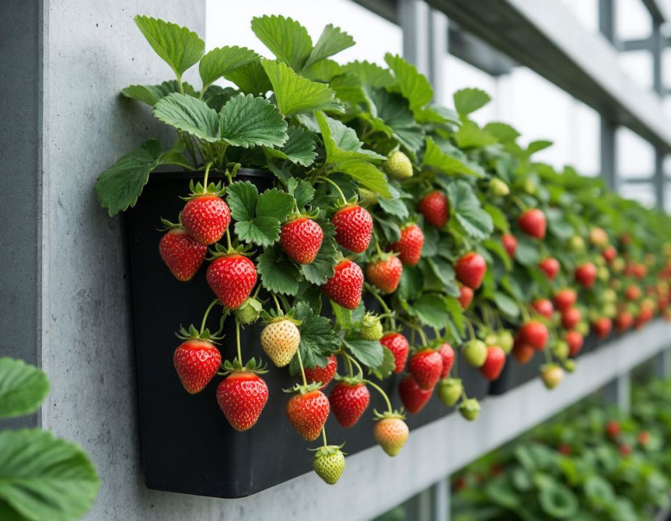 Урожай в небе: вертикальная клубника, которая растёт вверх!