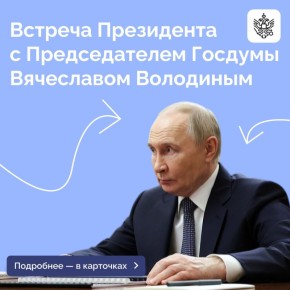 Владимир Путин встретился с Председателем Государственной Думы Вячеславом Володиным